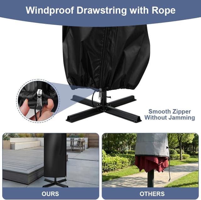 Thumbnail 6 de Housse de parasol droit AOOWU en tissu Oxford 210D imperméable, avec fermeture éclair