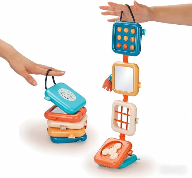 Detalle de ToyShravonix Montessori Activity Cube Toy (18+ months) – Travel busy board for fine motor skills