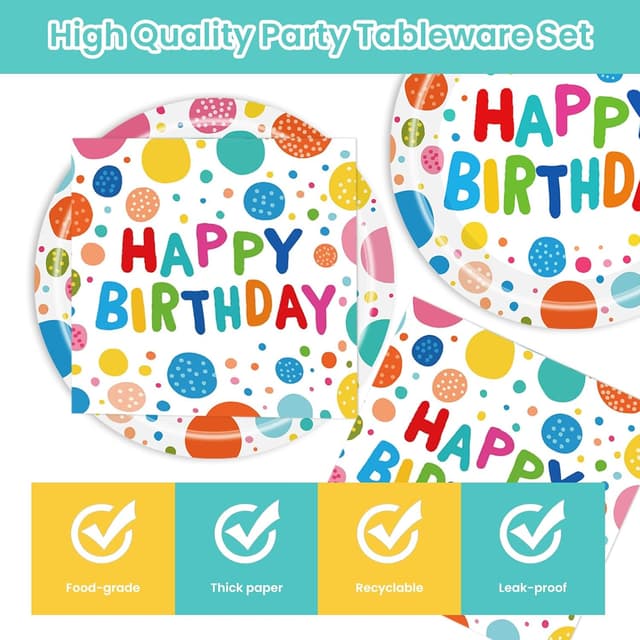 Thumbnail 5 de 7 inch birthday party plates set 40 pcs