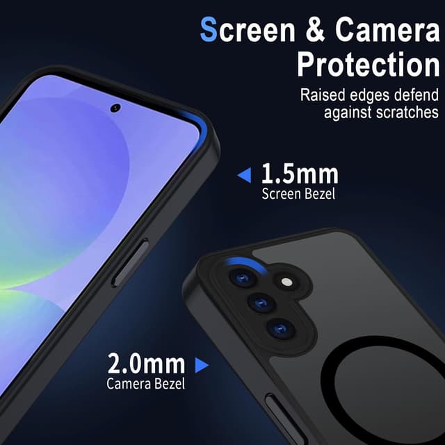 Detalle de Coque magnétique XTCASE pour Samsung Galaxy A37 compatible MagSafe (noir) – dos translucide mat, bumper TPU anti-chocs