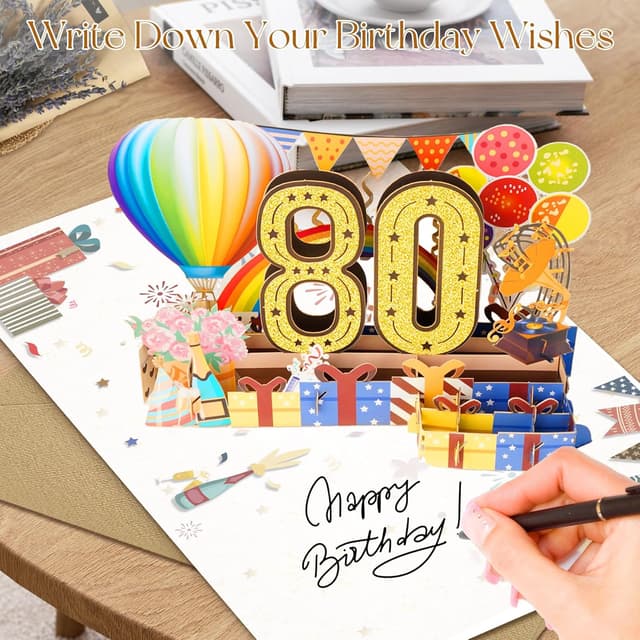 Detalle 1 de 80th Birthday 3D Pop Up Greeting Card (Born in 1946) with Envelope