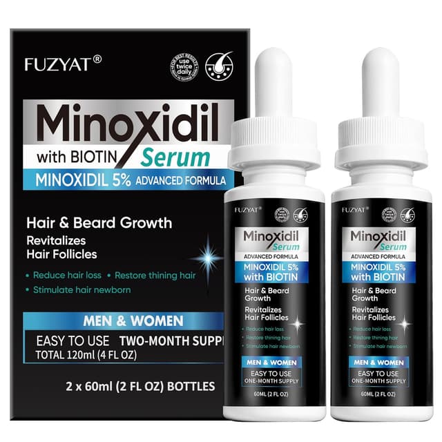 Detalle de 5% Minoxidil Hair Regrowth Serum (Men & Women) with Biotin & Castor Oil — 120ml
