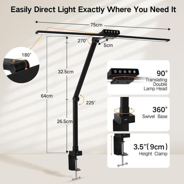 Detalle de OUTON LED desk lamp with clamp 24W