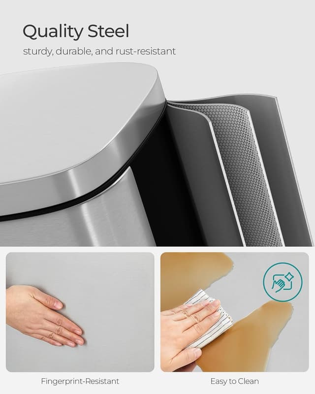 Detalle de SONGMICS 30L kitchen pedal bin LTB03NL