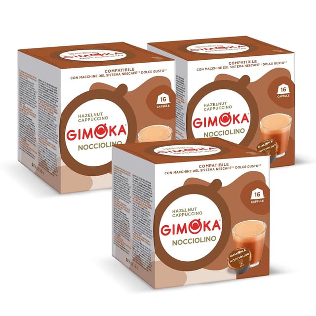 Detalle de Gimoka kompatible Kapseln für Nescafé Dolce Gusto – 48 Kapseln Haselnuss (Made in Italy, 3 Packungen)