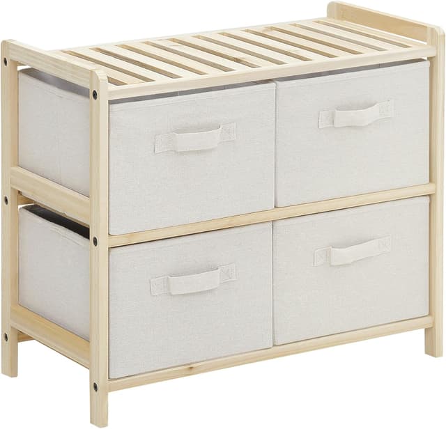 Detalle de HOMCOM commode en tissu à 4 tiroirs pliants 59 x 28 x 50 cm style élégant