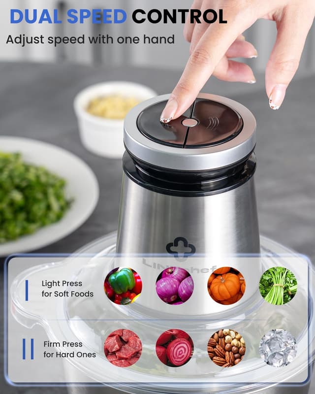 Detalle 2 de LINKChef Food Processor Small (10-Cup) 600W Electric Food Chopper with Container