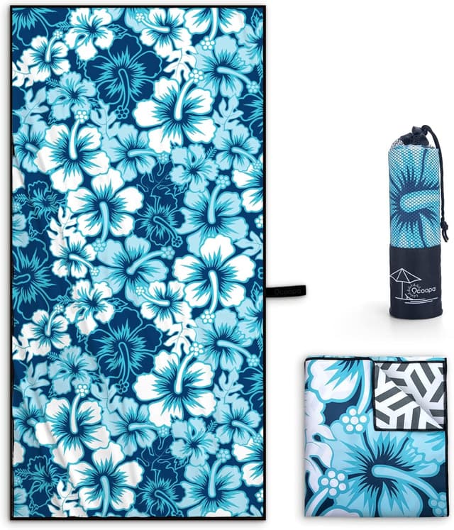 Detalle de OCOOPA Serviette de plage en microfibre 200 x 145 cm, séchage rapide et anti-sable