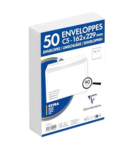 Detalle de Clairefontaine 2542C Sobre C5 autoadhesivo 50 uds, 90 g/m² ✉
