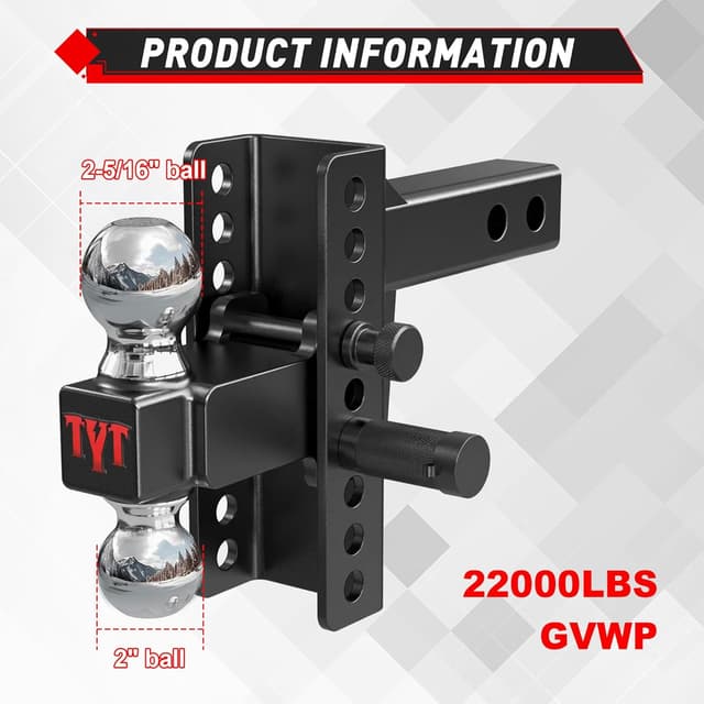 Thumbnail 2 de TYT Adjustable Trailer Hitch 6" Drop 🚚
