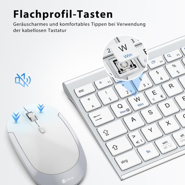 Detalle de iClever kabellose Tastatur und Maus Set (2,4G, USB‑C wiederaufladbar) für Windows und Mac