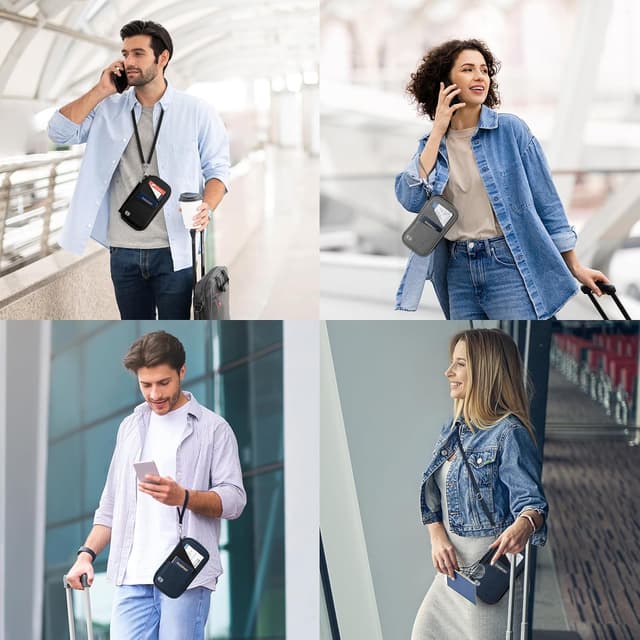 Thumbnail 6 de DUGRAFT Multiple Passport Holder Travel Family (RFID Blocking) – Waterproof Black Document Wallet with Straps