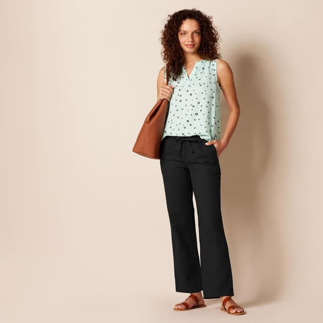 Detalle 1 de Pull On Linen Blend Wide Leg Pants