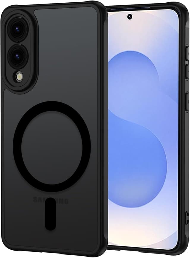 Detalle de Coque XTCASE pour Samsung Galaxy S25 Edge magnétique compatible MagSafe – Noir, finition translucide mate