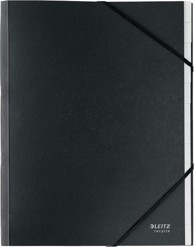 Detalle de Leitz Recycle Libro Monitore in cartone A4 con 12 scomparti e fasce elastiche angolari, nero 39150095
