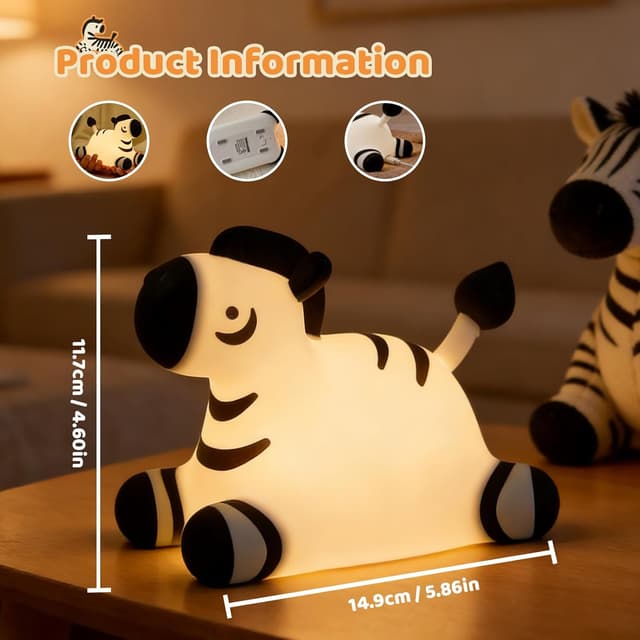 Detalle de Gemmac USB-Nachtlicht aus Silikon „Kawaii“ mit Touch, dimmbar und Timer (wiederaufladbar, 7 Farben)