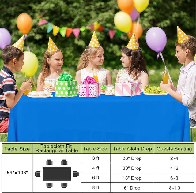 Detalle 2 de Smiry Disposable Table Cloth (6-Pack) Waterproof Rectangle Table Cover, Blue, 54 x 108 Inch