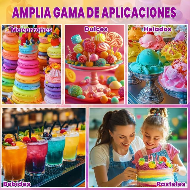 Detalle de ERCorArt Lebensmittelfarbe Pulver – 8 Farben (5 g je Farbe), essbare Puderfarbe für Torten, Fondant, Macarons & mehr