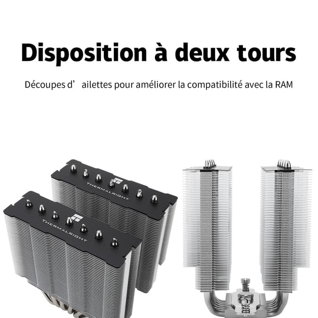 Detalle 2 de TR PS120SE ARGB CPU-Luftkühler mit 7 Heatpipes, Dual-PWM-Lüfter und ARGB für AMD AM4/AM5 & Intel LGA1700/1200/115x