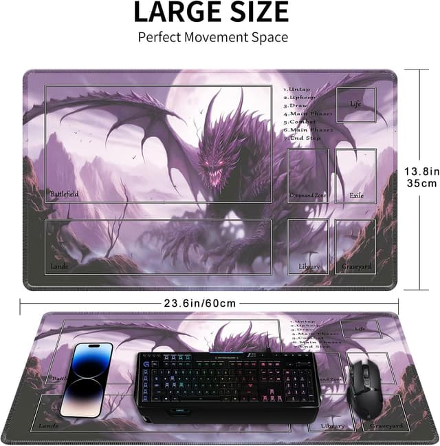 Detalle 2 de MTG tappetino da gioco 24" x 14" con bordi cuciti, antiscivolo e custodia (Style 2)