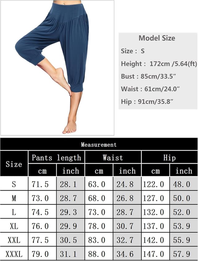 Detalle de Pantalon sarouel femme Terecey taille haute coupe ample 3/4 léger pour yoga, pilates et été