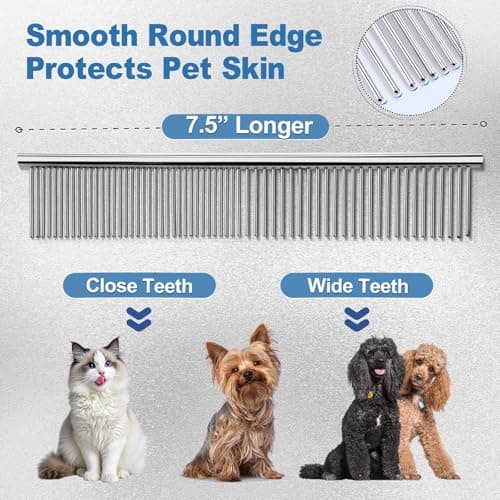 Detalle de Gimars 4CR tijeras de peluquería canina 6 en 1 (acero inoxidable, punta redonda de seguridad)