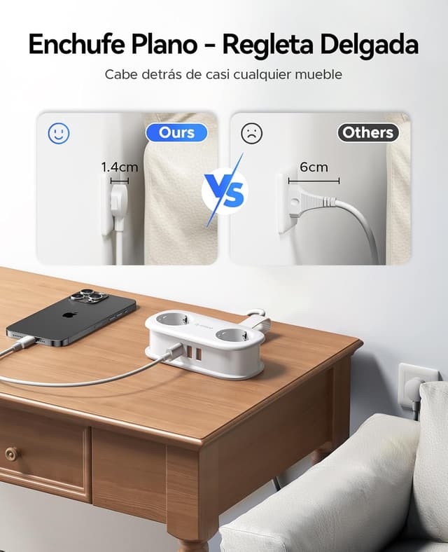 Thumbnail 6 de ORICO AP3-Negro regleta 5 en 1 con USB C 20W