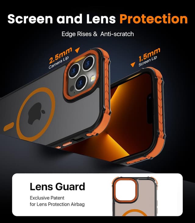 Thumbnail 6 de DEERLAMN Strong Magnetic Case for iPhone 15 Pro Max (6.7-inch) with MagSafe Compatibility, Frosted Orange