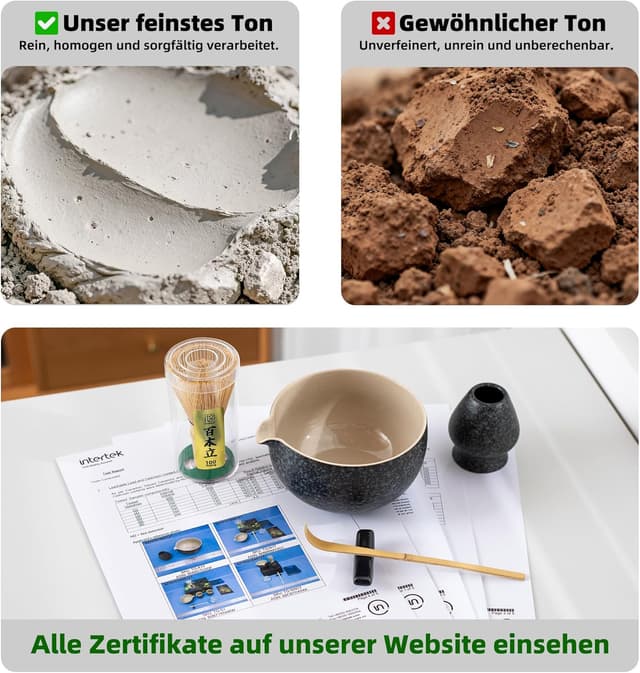 Detalle de TEANAGOO Matcha Set (N17) – 7-teiliges Matcha Tee-Set mit Schale mit Ausgießer, Bambusbesen & Zubehör