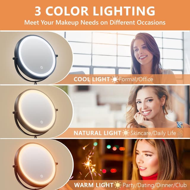 Thumbnail 3 de Auxmir 8" Wall Mounted Lighted Makeup Mirror 3200mAh 🪞