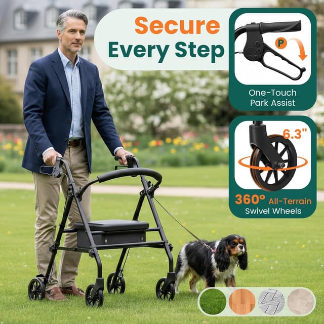 Detalle de Luckfaith LR01 folding rollator walker