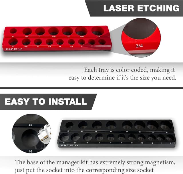 Thumbnail 4 de EACELIY 6-Piece Magnetic Socket Organizer 141