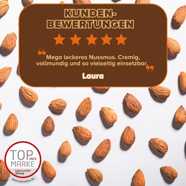 Detalle de 3Bears Mandelmus (100% geröstete Nüsse) – glutenfrei & vegan, cremig und intensiv, 4 x 250 g