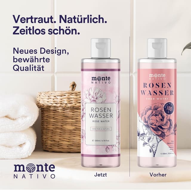 Detalle 2 de Monte Nativo Rosenwasser Gesichtswasser 2x200 ml (400 ml) – natürliche Gesichtspflege gegen Unreinheiten