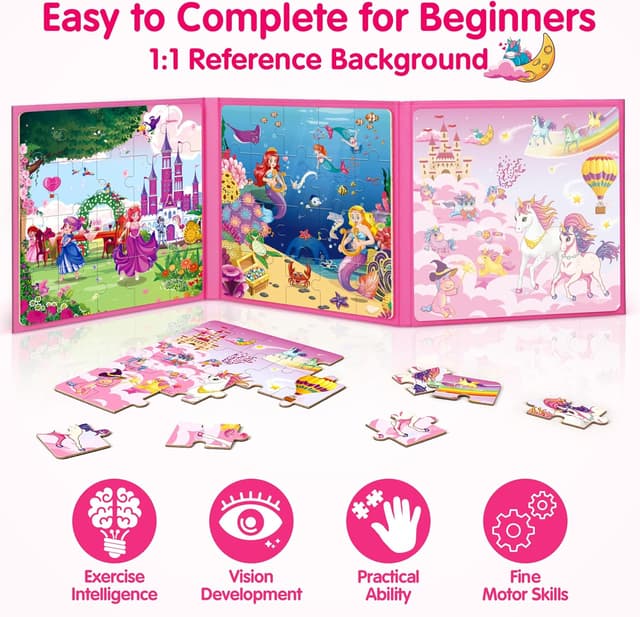 Thumbnail 3 de SYNARRY Unicorn Mermaid Princess Magnetic Puzzle 20 pcs 🧩