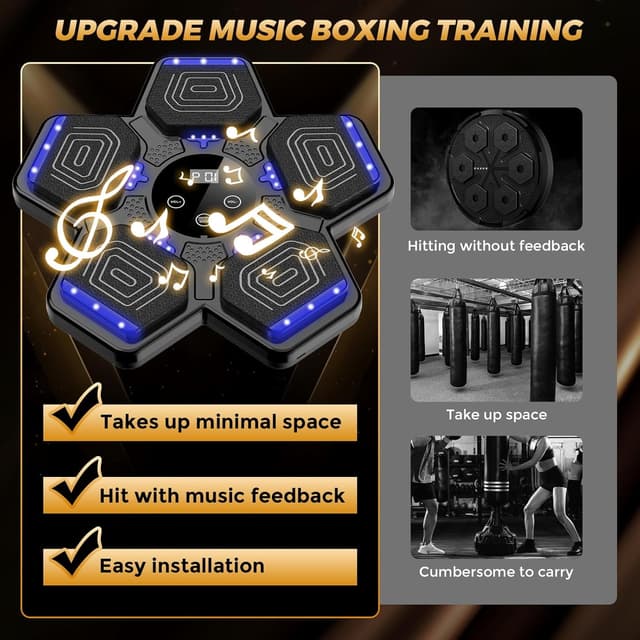 Detalle de LOLBOX Music Boxing Machine – Interactive rhythm trainer with LED target lights and Bluetooth speaker (wall-mount pad)