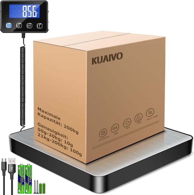 Detalle de KUAIVO Paketwaage 200 kg Präzisionswaage ⚖