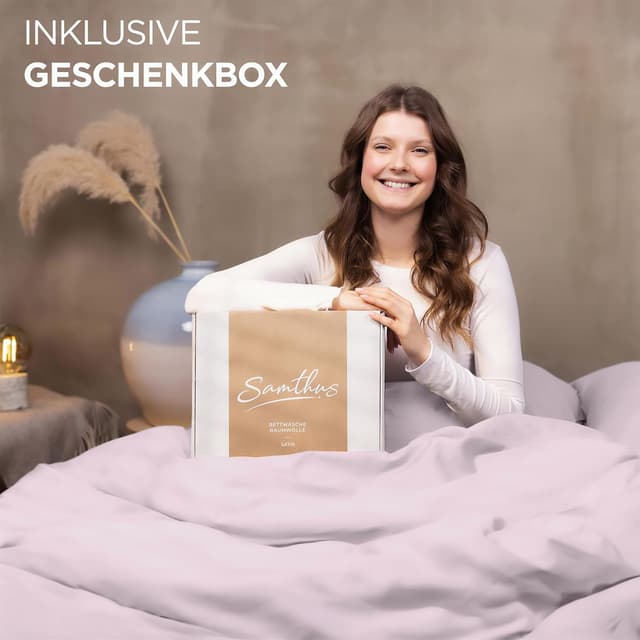 Detalle 2 de Samthus Bettwäsche-Set 155x220 Satin aus Baumwolle (Oeko-Tex Made in Green) altrosa