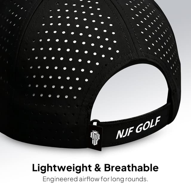 Detalle de NJF Golf Hat Men: Breathable Adjustable Rope Hook-and-Loop Cap with Tee Holder