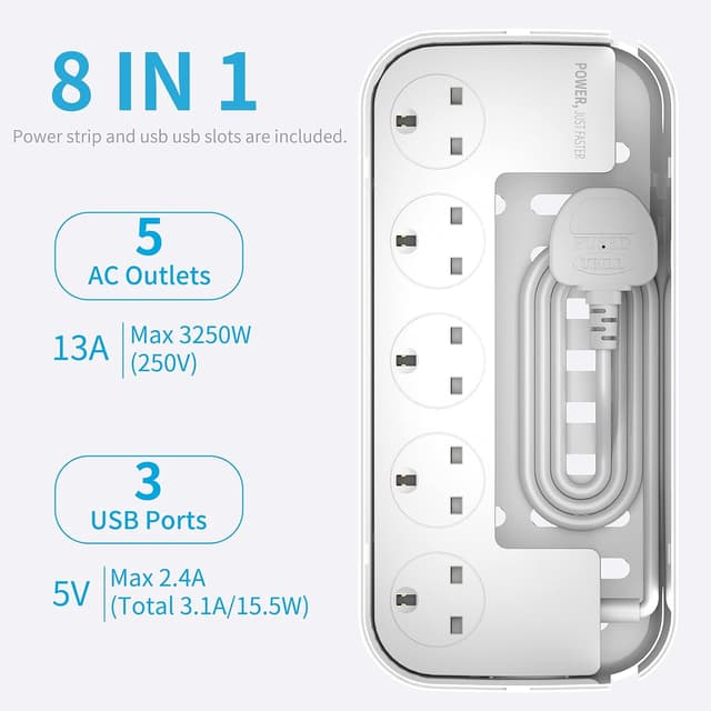 Detalle 2 de Hulker 5M Extension Lead 5‑way with 3 USB