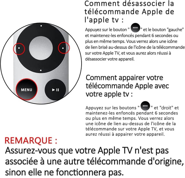 Detalle de FOXRMT Télécommande de remplacement pour Apple TV (1 à 4) – appairage requis