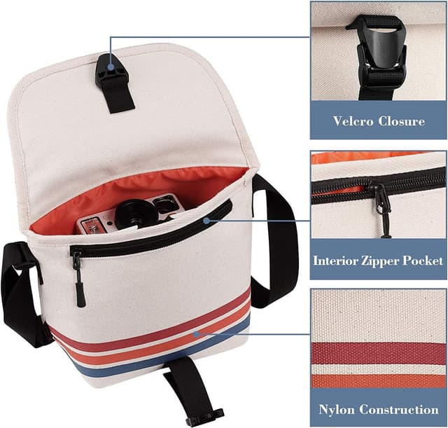 Detalle 2 de FINTIE Schutzhülle für Polaroid Now/Now+ (Gen 2 I‑Type) – Segeltuch-Tasche mit verstellbarem Riemen