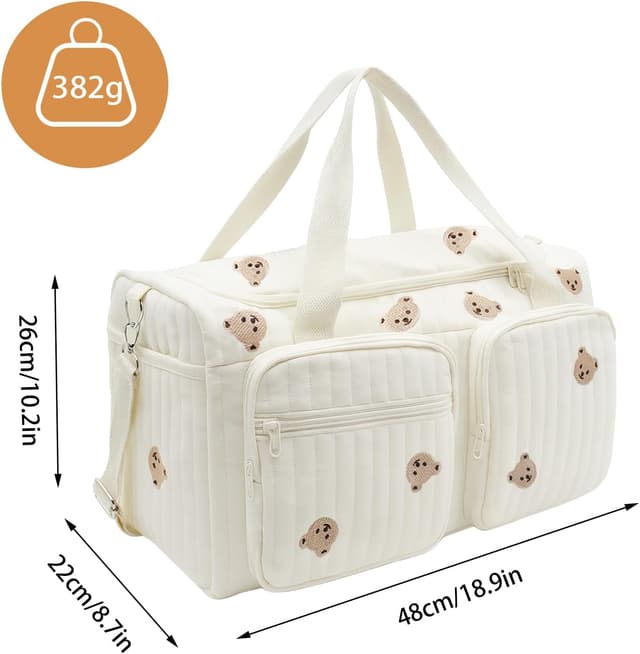 Detalle de PinDaito Large Baby Changing Bag & Hospital Maternity Bag in Cotton with Embroidery