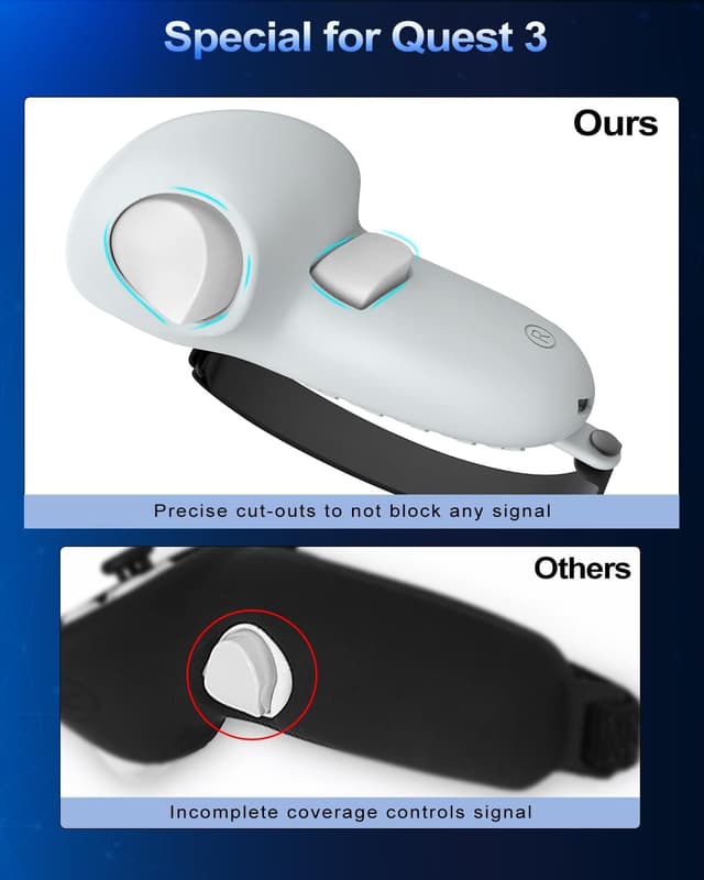 Detalle 2 de AMZDM Controller Grip for Oculus Meta Quest 3S / Quest 3 VR Controllers (Gray) — Non-Slip Silicone Covers + Thumb Caps