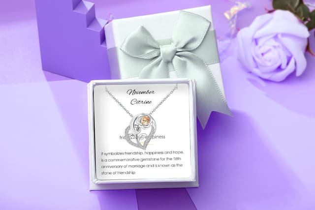 Thumbnail 6 de Qings Herz Geburtsstein Kette mit Rosen-Anhänger aus 925er Silber (Damen, 5A Zirkonia)