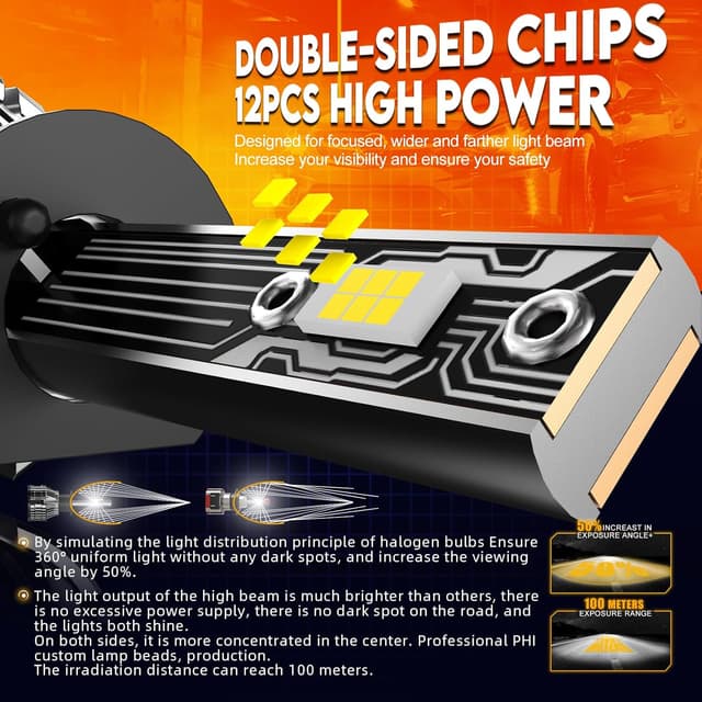 Detalle de WAIXINGREN H1 LED Headlight Bulb (60W, 6500K) – Plug and Play IP68 waterproof replacement