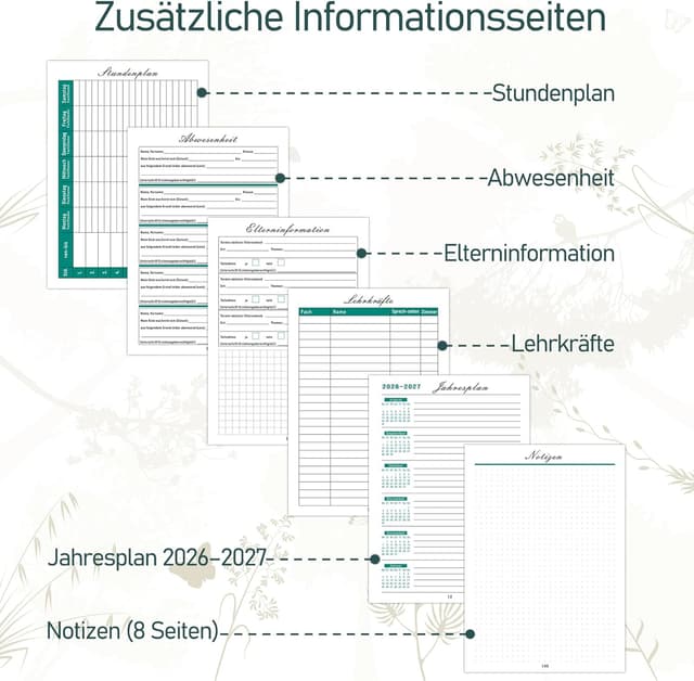 Thumbnail 6 de ZXHQ Lehrerplaner 2026–2027 A5+ mit 208 Seiten