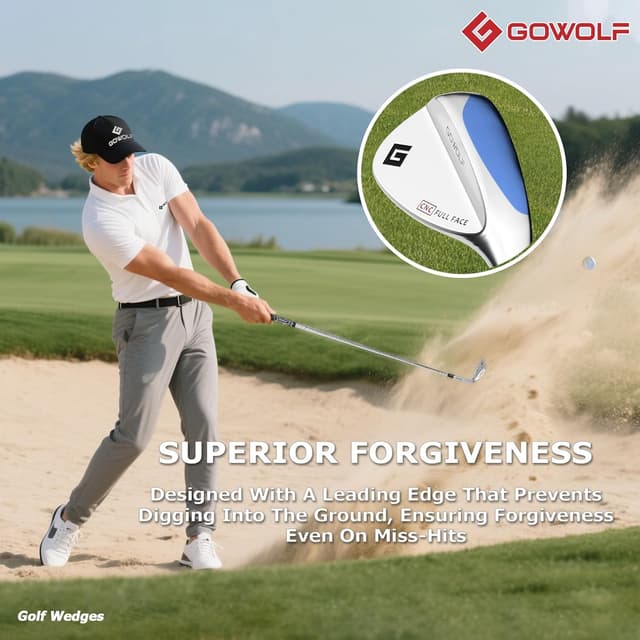 Detalle de Gowolf Forged Golf Wedges (50–60 + 69°) — CNC Milled Full-Face Grooves for More Spin (Right Hand)