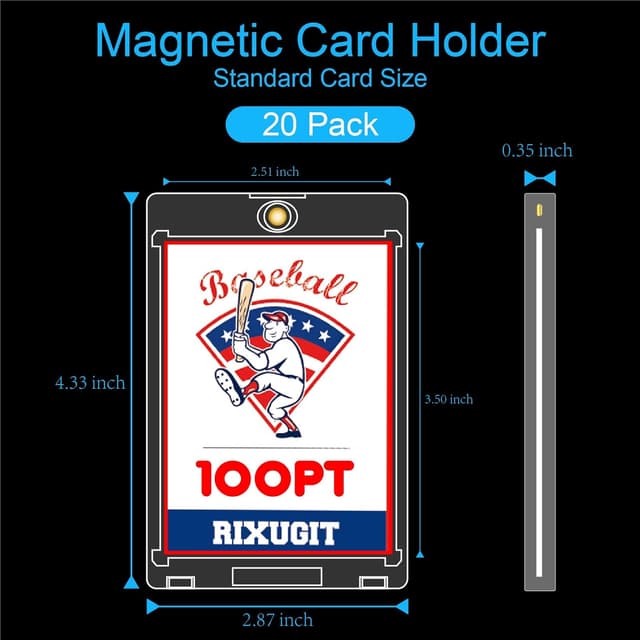 Detalle 2 de 20-Pack 100pt One Touch Magnetic Card Holders (Magnetic Baseball Card Holders) with UV Protection