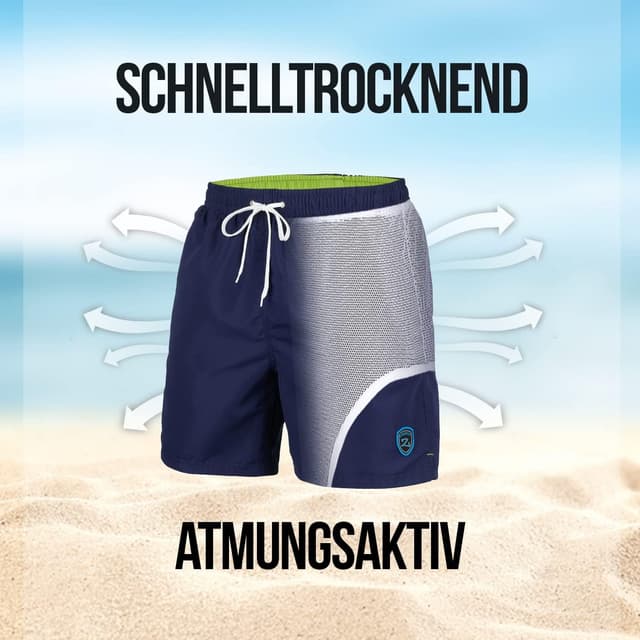 Detalle de Zagano Adam Lipski Badehose Herren schnelltrocknend (Boardshorts-Style) mit Kordelzug – S bis 6XL